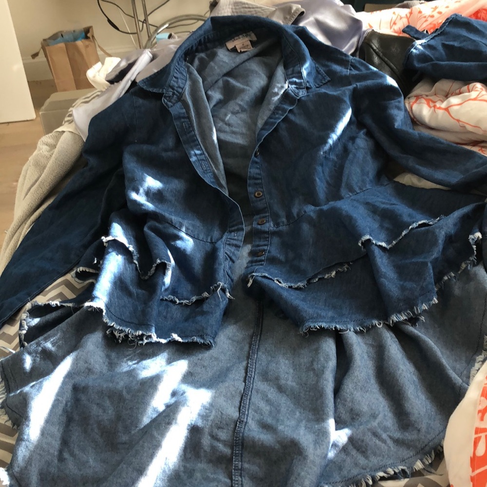 Jean high low shirt